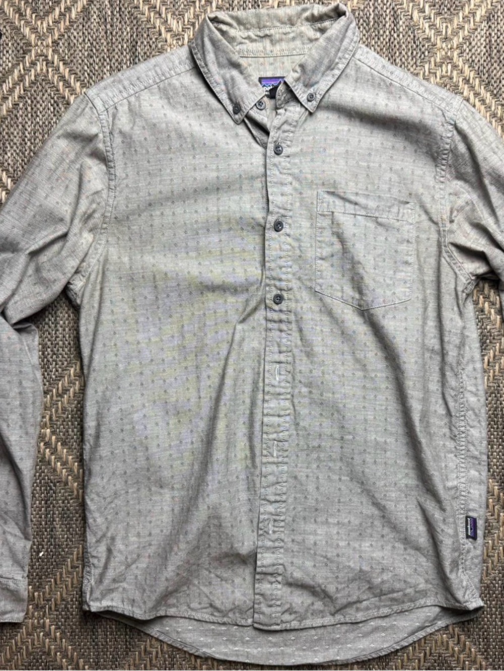 Patagonia Shirt Mens Small Bluffside Organic Cotton 53791 Gray All Over Print